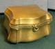 Vintage Porcelain Trinket Box With Gold-tone Exterior Hinged Vanity Keepsake