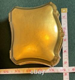 Vintage Porcelain Trinket Box with Gold-Tone Exterior Hinged Vanity Keepsake