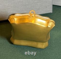 Vintage Porcelain Trinket Box with Gold-Tone Exterior Hinged Vanity Keepsake