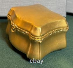 Vintage Porcelain Trinket Box with Gold-Tone Exterior Hinged Vanity Keepsake