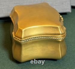 Vintage Porcelain Trinket Box with Gold-Tone Exterior Hinged Vanity Keepsake