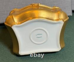 Vintage Porcelain Trinket Box with Gold-Tone Exterior Hinged Vanity Keepsake