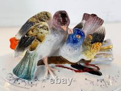 Vintage Possibly Antique Porcelain Vanity Box with Figural Bird Decorations
