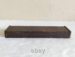 Vintage Primitive Handmade 5 Compartments Rose Wood Pencil Sliding Box WD974