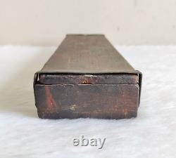 Vintage Primitive Handmade 5 Compartments Rose Wood Pencil Sliding Box WD974