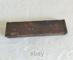 Vintage Primitive Handmade 5 Compartments Rose Wood Pencil Sliding Box WD974