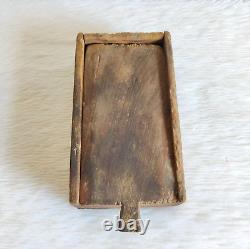 Vintage Primitive Handmade 6 Compartments Spice Keeping Wooden Sliding Box WD913