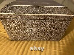 Vintage R&Y Paris Shagreen Large Two Level Trinket Box Rare Size