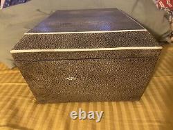 Vintage R&Y Paris Shagreen Large Two Level Trinket Box Rare Size