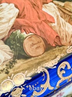 Vintage RS French Sèvres Painted Porcelain and Gilt Brass Jewelry Casket Box