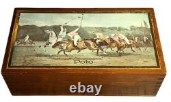 Vintage Ralph Lauren Polo Box Wooden with Polo Players Equestrian Motif