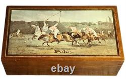 Vintage Ralph Lauren Polo Box Wooden with Polo Players Equestrian Motif