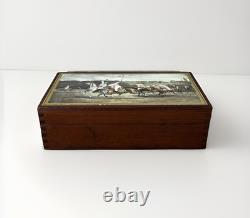 Vintage Ralph Lauren Polo Box Wooden with Polo Players Equestrian Motif Hinged