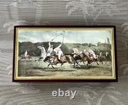 Vintage Ralph Lauren Polo Box Wooden with Polo Players Equestrian Motif Hinged