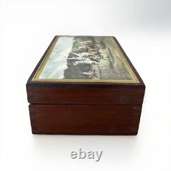 Vintage Ralph Lauren Polo Box Wooden with Polo Players Equestrian Motif Hinged