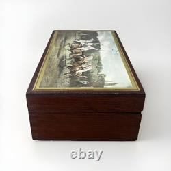 Vintage Ralph Lauren Polo Box Wooden with Polo Players Equestrian Motif Hinged