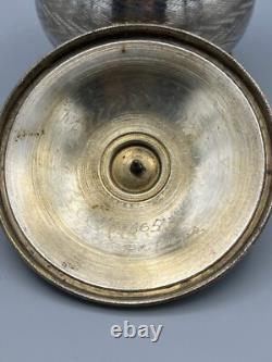 Vintage Rare Lenk Austria Silverplated with Brass Rim Engraved Round Trinket Box