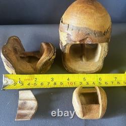 Vintage Raymond Pelton Limb Wood Puzzle Box 1982 Hand Carved Folk Art