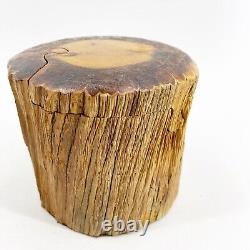 Vintage Real Cedar Trunk Handmade Wood Puzzle Jewelry Box Wood Tree