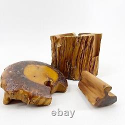 Vintage Real Cedar Trunk Handmade Wood Puzzle Jewelry Box Wood Tree