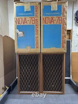 Vintage Realistic Nova-7B Speakers With Original Box And Packaging Excellent