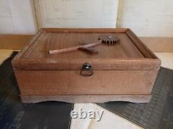 Vintage Recipe Solid Wood Parts Box circa 1940s-50s Carved Embossment- So Nice