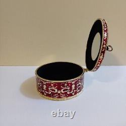 Vintage Red Gold Oval Jewelry Trinket Box With Shoe On Top Rococo Style 5x6x2.5