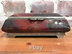 Vintage Red Jasper Box with Silver Trim