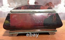 Vintage Red Jasper Box with Silver Trim