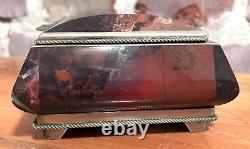 Vintage Red Jasper Box with Silver Trim