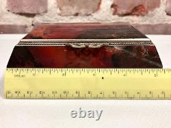 Vintage Red Jasper Box with Silver Trim