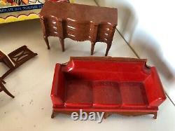 Vintage Reliable Tiny Plastic Dining Room Set with Original Box! Rare