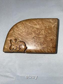 Vintage Richard Rothbard Burl Puzzle Box Bunny 5x3.5x2