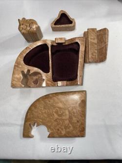 Vintage Richard Rothbard Burl Puzzle Box Bunny 5x3.5x2