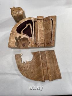 Vintage Richard Rothbard Burl Puzzle Box Bunny 5x3.5x2