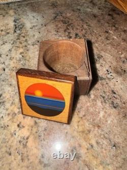 Vintage Robert McKeown Sunrise Wood Stamp Trinket Box
