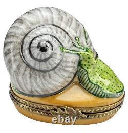 Vintage Rochard Limoges France Peint Main Snail Figure Trinket Box