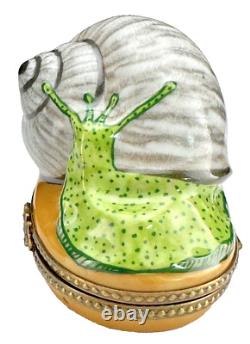 Vintage Rochard Limoges France Peint Main Snail Figure Trinket Box