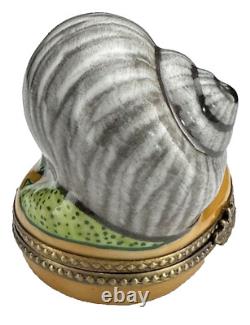 Vintage Rochard Limoges France Peint Main Snail Figure Trinket Box