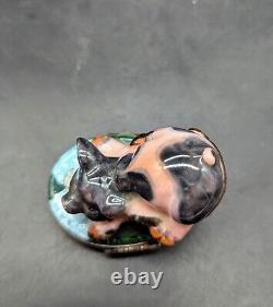 Vintage Rochard Limoges Hand Painted Trinket Box Bathing Pig