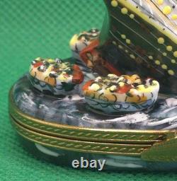 Vintage Rochard Limoges Sinking Titanic Trinket Box Porcelain France