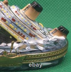 Vintage Rochard Limoges Sinking Titanic Trinket Box Porcelain France