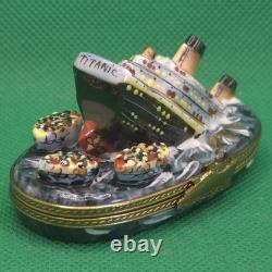Vintage Rochard Limoges Sinking Titanic Trinket Box Porcelain France