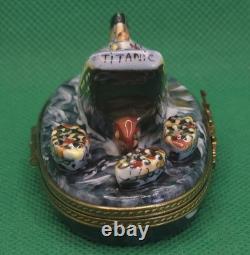 Vintage Rochard Limoges Sinking Titanic Trinket Box Porcelain France