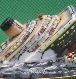 Vintage Rochard Limoges Sinking Titanic Trinket Box Porcelain France