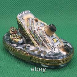 Vintage Rochard Limoges Sinking Titanic Trinket Box Porcelain France