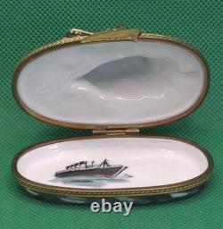 Vintage Rochard Limoges Sinking Titanic Trinket Box Porcelain France