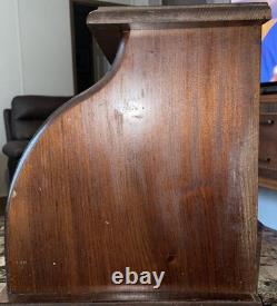 Vintage Roll Top Dark Oak Wood Bread Box Farmhouse Cottage Kitchen Storage