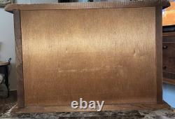 Vintage Roll Top Dark Oak Wood Bread Box Farmhouse Cottage Kitchen Storage