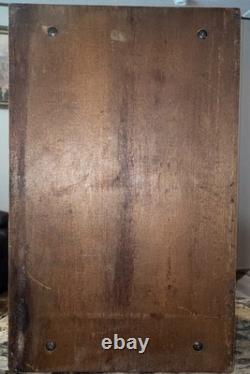 Vintage Roll Top Dark Oak Wood Bread Box Farmhouse Cottage Kitchen Storage
